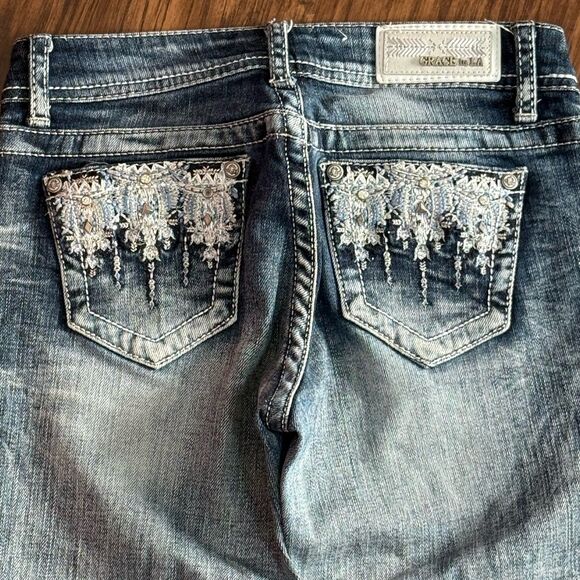 Grace In LA Girls Jeans Size 12 Capri Embellished Rhinestones - Picture 1 of 6